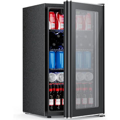 Compact 26-Bottle Wine Cooler & 130-Can Beverage Fridge with 40-61°F Temperature Control, Black