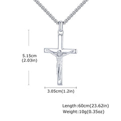 Stainless Steel Cross Necklace Catholicism Jesus Pendant Gold Color Collar Church Prayer Faith Jewelry for Men Women Gift