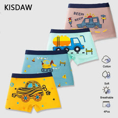 4 Pcs/Lot Children Panties Cotton Underwear For Boys 3-14 Years Breathable Kids Underpants Cars Patterns Cartoon Boy Boxer Brief