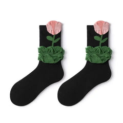 New Women Socks Korean Style Flower Trend Casual Cotton Socks Girls Frilly Ruffle Cute Sweet Breathable Kawaii Crew Socks Girls