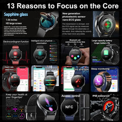2026 New Smart Watch NFC ECG+PPG Blood oxygen Uric Acid Blood Pressure Sapphire Smartwatch Men For Android iOS Smart watch men
