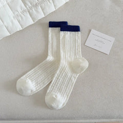 Transparent Crystal Silk Socks Women Fashion Ultra-thin Summer Harajuku Crew Socks Flower Streetwear Elastic Long Mesh Socks