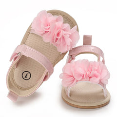 Summer 2026 Western Style Baby Korean Version Flower Princess Shoes Pink Open Toed Baby Girl Sandals