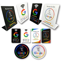 nfc tag 13.56Mhz Programmable Google Review Card NFC station table NFC Google Reviews display bending card standing bracket