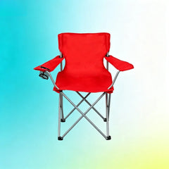 ICUTE-Ozark Trail Quad Folding Camp Chair with Cup Holder, Bright Red