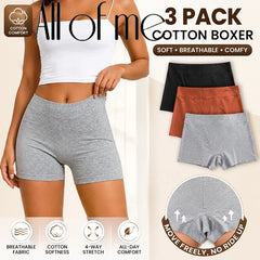 3Pcs Women Cotton Safety Short Seamless Boxer Briefs High Waist Soft Skin Friendly Ladies Anti-Ride Leggings Under Dress Panties