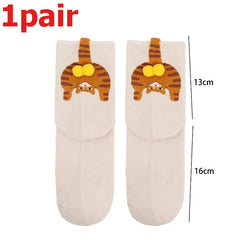 4pcs Funny Abstract 3D Cat Butt Mid-Tube Socks Cartoon Quirky Cotton Casual Socks Cat Egg Floor Sock for Cute Girls Couple Gifts