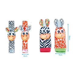 Baby Wrist Rattles Socks Newborn Animal Socks Infants Foot Finder Wrist Strap Baby Socks Sensory Toys Baby Toys 0-12 Months Gift