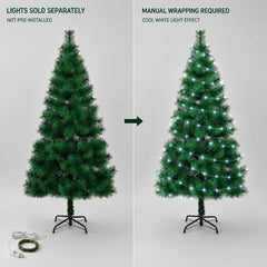 Artificial Christmas Tree 120-210cm PET Pine Needle Xmas Tree Optional USB Warm White Cool White Multicolor Lights Metal Stand