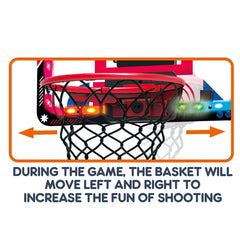 Wall-Mounted Mini Basketball Hoop with LED Board Electric Movable Hoop for Kids’ Indoor Play