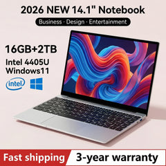 LENO 14.1"Ultra Slim Laptop Windows11 16GB 2TB SSD Gamer Notebook Intel 4405U 1920*1080 Display Office Study Gaming Computer PC