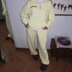 Autumn Women's Tracksuit with Zipper Oversize Hoodie Classic Two Piece