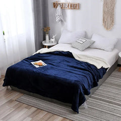 Lamb wool flannel blanket Nordic light luxury style quilt blanket Double layer thickened blanket