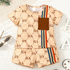 2PCS Summer Toddler Baby Boy Clothing Set T-Shirt Letter Short Sleeve