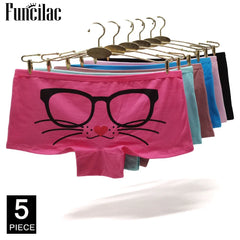 Cotton Underwear Women Girls Shorts Boxers Ladies Panties Sexy Floral Boyshort Knickers M L XL 5 Pcs/lot