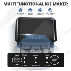 JHK Portable Kitchen Ice Machine Countertop Ice Maker with Handle 9 Bullet Ice Cubes Ready in 6 Mins Self-Cleaning Quiet Compact Ice Maker for Home Camping