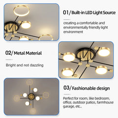 Interior Led Ceiling Lights Golden Smart Remote Control Dimming Ceiling Chandelier Home Lighting Fixture Bedroom Kitchen Lamp