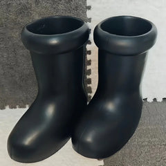 Astro Boy Style Japanese Simple Mid-Calf Rain Boots for Men, Fashionable Waterproof Outdoor Boots, Lightweight and Durable Rubber Shoes