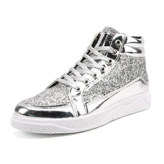 Men's Gold Sequins Platform Boots Autumn Fashion Casual Sports Shoes Thick Bottom Vulcanized Shoes Man Flats Heels Shoes Hombres