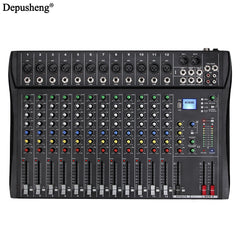 Audio Mixer 6/8/12 Channels Professional DJ Mixer LR Microphone/line