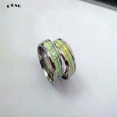 Fashion Stainless Steel Luminous Finger Ring For Women Men Glowing In Dark Heart Couple Wedding Bands Jewelry Gift Accessories