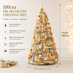 Integrated Christmas Tree Foldable with Ornaments LED Lights High Grade Christmas Tree 120cm To 180cm Home Christmas Party Decor