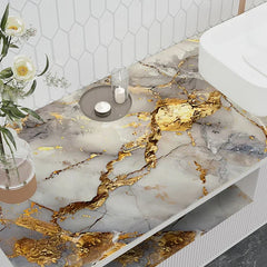 Waterproof High‑Temp Resistant Golden Marble Wall Sticker Self‑Adhesive Anti‑Oil Anti‑Scratch Easy Install Kitchen Backsplash
