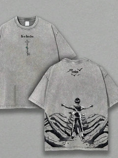 Eren Jaeger Freedom Graphic Tee Attack On Titan Manga Clothing Men Women Cotton T-shirts Retro Washed Tshirt Harajuku T Shirt