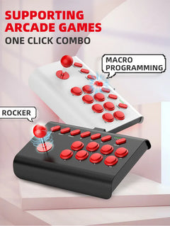 Arcade Fight Stick for P4/Switch/PC – Multi-Platform BT Joystick Controller with Turbo, Compatible with Android/iOS/Steam TV Box