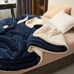 Flannel Sherpa Reversible Blanket, One Side Soft Flannel Other Side Cozy Sherpa Fleece, Lightweight Warm Throw for Sofa Travel