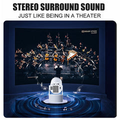 Portable Karaoke Projector with 2 Wireless Microphones Home Theater Movie Projector 180" Large Screen 180° Adjustable Angle Dual Band WiFi6 Bluetooth 5.0 Screen Mirroring Mini Outdoor Projector for Family Party