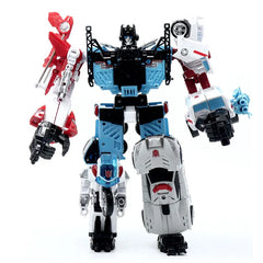 HZX 6 en 1 Devastator Haizhixing juguetes de transformación figura de acción de Anime KO G1 Robot avión vehículo de ingeniería m