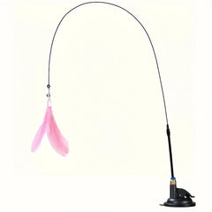 Cat Teaser Toy - Interactive Bell & Feather Wand - Long Suction Cup