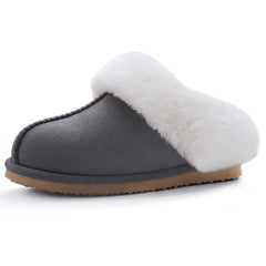 Comwarm Winter Suede Fur Slippers for Women Plush Home Slippers Fluffy Faux Fur Shoes Indoor Outdoor Furry House Fuzzy Slides