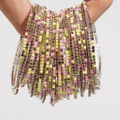 5pcs Fashion Colorful Acrylic Crystal Rhinestone Elastic Bracelet for