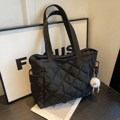 Cotton bag Rhombus large capacity women's hand-held tote bag commuter shopping versatile shoulder bag cross-border