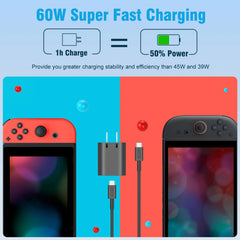 AC Power Supply Adapter for Switch 2 EU/US/UK/AU Plug Game Console 60W Charging USB Type C Power Supply Charging Game Accessory