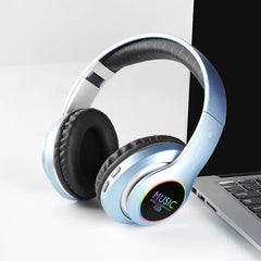 Wireless Bluetooth 5.0 HiFi Over-Ear Headphones | Foldable | Low Latency | Sports Office Gaming | White Black Gray Red