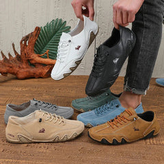Classic Red Shoes for Men PU Leather Comfortable Walking Shoes Fashionable Women's Casual Shoes - Multifunctional Low Top Design