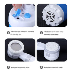 Portable Camping Shower Pump with Digital Display 4000mAh Upgraded Rechargeable Electric Shower Pump Camping Beach Dormitory