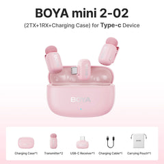 BOYA Mini 2 Wireless Lavalier Microphone AI Noise Reduction Mini Mic for iPhone 6-14/15-17 USB-C Android Phone Video Recording