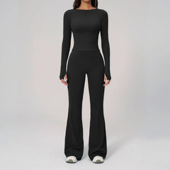 Two Pieces Yoga Set Slim Long Sleeved Gym Set High Elasticity Leggings Sportswear Women's Fitness Cycling Pilates Sports Suits