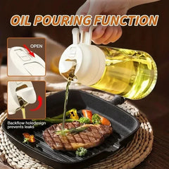 Multifunctional Oil Bottle 2-in-1 Sprayer Cooking Barbecue Oil Dispenser Baking Kitchen Cooking Oil Storage Tank