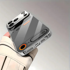 Minimalist Gaming Console Pattern Glass Phone Case For iPhone 11 12 13 14 15 16 17 Pro Max Plus 17 Air Electroplate Silver Cover