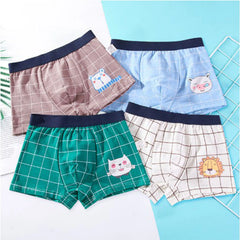 4pcs Baby Boys Boxers Cotton UnderPanties Cute Kid UnderWear Bear Car Cartoon Print Briefs Soft Shorts Student Boy Panties 2-16Y