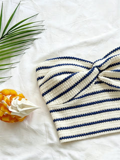 Striped Knit 2-Piece Set, Twist-Front Bandeau Top + Shorts