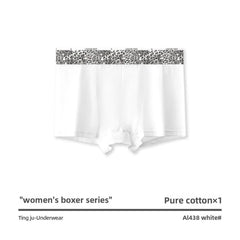 Women Cotton Boyshort Panties Letter Wide Waistband Mid Waist Breathable Soft Comfortable Ladies Underwear