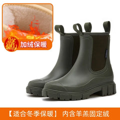 Winter Women's Boots Cotton Padded Women's Rain Shoes Midsole Rain Boots Women Wear-resistant Waterproof Anti Slip Rubber Shoes