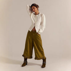 Women Baggy Wide Leg Denim Cropped Pants Vintage Y2k Pleated Ruffle Hem Elastic Low Rise Loose Fit Jeans with Pockets