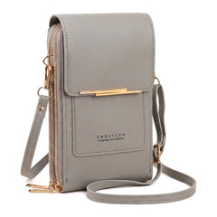 RFID Blocking Touch Screen Cell Phone Bag Women Mini PU Leather Lightweight Card Holder Crossbody Shoulder Bag Adjustable Strap
